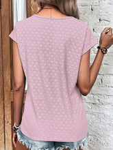 Load image into Gallery viewer, Eyelet V-Neck Cap Sleeve Blouse