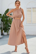 Load image into Gallery viewer, Ruched One Shoulder Top and Slit Skirt Set