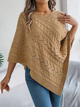 Load image into Gallery viewer, Cable-Knit Openwork Three-Quarter Sleeve Sweater