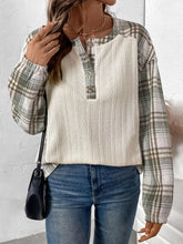 Load image into Gallery viewer, Perfee Plaid Half Button Long Sleeve T-Shirt