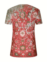 Load image into Gallery viewer, Full Size Printed Notched Short Sleeve Blouse