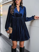 Load image into Gallery viewer, Perfee Ruched Surplice Long Sleeve Mini Dress