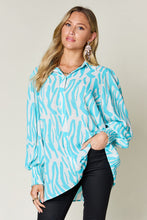 Load image into Gallery viewer, Double Take Full Size Printed Smocked Long Sleeve Blouse