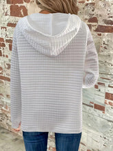 Load image into Gallery viewer, Full Size Texture Button Detail Drawstring Long Sleeve Hoodie