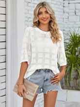 Load image into Gallery viewer, Openwork Round Neck Knit Top