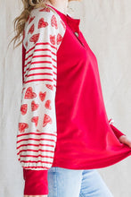 Load image into Gallery viewer, Heart Printed Round Neck Long Sleeve T-Shirt