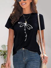 Load image into Gallery viewer, Dragonfly Graphic Round Neck Short Sleeve T-Shirt