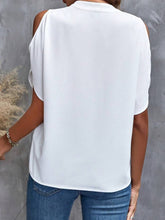 Load image into Gallery viewer, Notched Cold Shoulder Half Sleeve Blouse