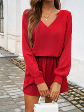 Load image into Gallery viewer, Cutout V-Neck Long Sleeve Mini Dress