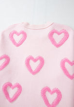 Load image into Gallery viewer, High-Low Heart Round Neck Long Sleeve Sweater
