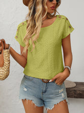 Load image into Gallery viewer, Mandy Eyelet Round Neck Short Sleeve Top