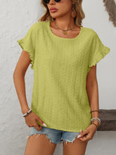 Load image into Gallery viewer, Mandy Eyelet Round Neck Short Sleeve Top