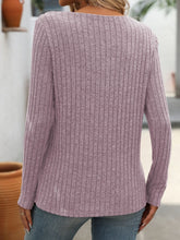 Load image into Gallery viewer, Ribbed V-Neck Long Sleeve T-Shirt