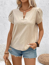 Load image into Gallery viewer, Notched Short Sleeve Blouse