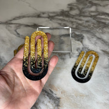 Load image into Gallery viewer, Jumbo Paperclip - Black & Gold Glitter