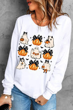 Load image into Gallery viewer, Pumpkin & Ghost Round Neck Long Sleeve Sweatshirt