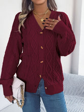 Load image into Gallery viewer, Cable-Knit Long Sleeve Cardigan