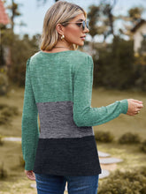 Load image into Gallery viewer, Color Block Square Neck Long Sleeve T-Shirt