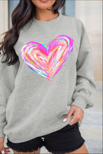 Load image into Gallery viewer, Valentine’s Day Heart Round Neck Drop Shoulder Sweatshirt