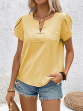 Load image into Gallery viewer, Notched Short Sleeve Blouse
