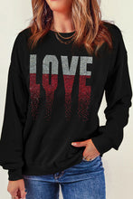 Load image into Gallery viewer, Rhinestone LOVE Round Neck Long Sleeve Sweatshirt