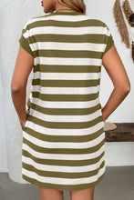Load image into Gallery viewer, Contrast Striped Round Neck Short Sleeve Mini Dress