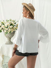 Load image into Gallery viewer, Plus Size Lace Detail V-Neck Three-Quarter Sleeve Blouse