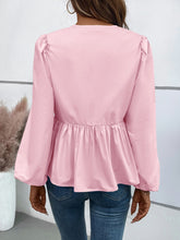 Load image into Gallery viewer, Ivy Lane Peplum Tied Long Sleeve Blouse
