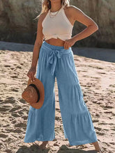 Load image into Gallery viewer, Tied Ruched Wide Leg Pants
