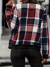 Load image into Gallery viewer, Plus Size Plaid Baseball Collar Zip Up Jacket