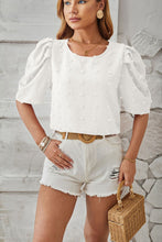 Load image into Gallery viewer, Swiss Dot Round Neck Short Sleeve Blouse