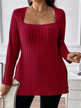 Load image into Gallery viewer, Plus Size Square Neck Long Sleeve Top