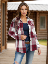 Load image into Gallery viewer, Full Size Pocketed Plaid Collared Neck Shacket
