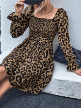 Load image into Gallery viewer, Leopard Smocked Flounce Sleeve Mini Dress