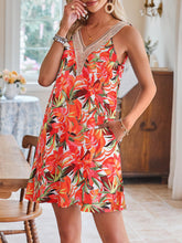 Load image into Gallery viewer, Lace Detail Printed V-Neck Sleeveless Dress