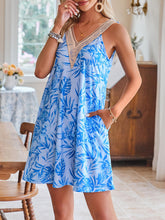 Load image into Gallery viewer, Lace Detail Printed V-Neck Sleeveless Dress