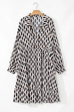 Load image into Gallery viewer, Plus Size Printed Johnny Collar Long Sleeve Dress