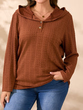 Load image into Gallery viewer, Plus Size Button Detail Long Sleeve Hoodie