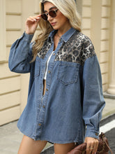 Load image into Gallery viewer, Leopard Button Up Long Sleeve Denim Jacket