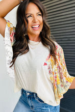 Load image into Gallery viewer, Printed Round Neck Flutter Sleeve Blouse