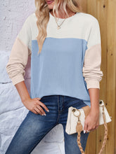 Load image into Gallery viewer, Color Block Round Neck Long Sleeve Sweatshirt