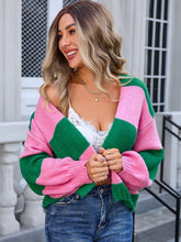 Load image into Gallery viewer, Striped Open Front Dropped Shoulder Cardigan
