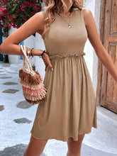 Load image into Gallery viewer, Frill Round Neck Sleeveless Mini Dress