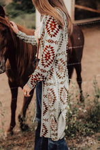 Load image into Gallery viewer, Geometric Open Front Long Sleeve Cover Up