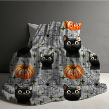 Load image into Gallery viewer, Blanket - Halloween - Black Cat Web Daisy - PREORDER 7/29-8/1