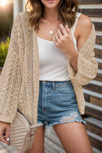 Load image into Gallery viewer, Openwork Open Front Dropped Shoulder Cardigan