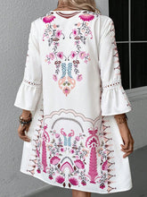 Load image into Gallery viewer, Lace Detail Printed Three-Quarter Sleeve Dress