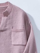 Load image into Gallery viewer, Pocketed Notched Long Sleeve Knit Top
