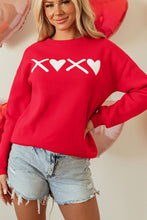 Load image into Gallery viewer, Valentine’s Day XOXO Round Neck Drop Shoulder Sweatshirt