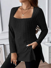 Load image into Gallery viewer, Plus Size Square Neck Long Sleeve Top
